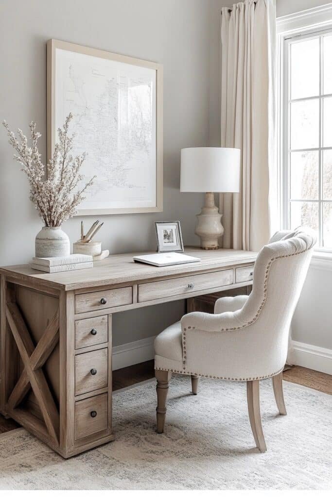 Soft Color Farmhouse Work Area