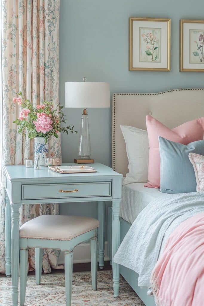 Soft Pastel Guest Office Room