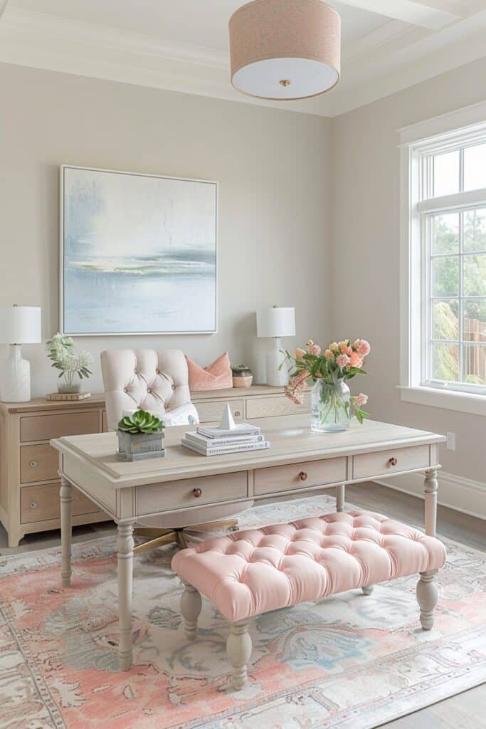 Subtle Pastel-Themed Home Offices