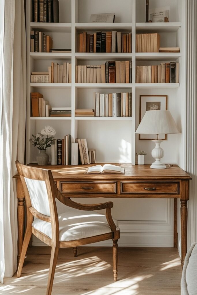 Tranquil White and Wood Writer’s Corner