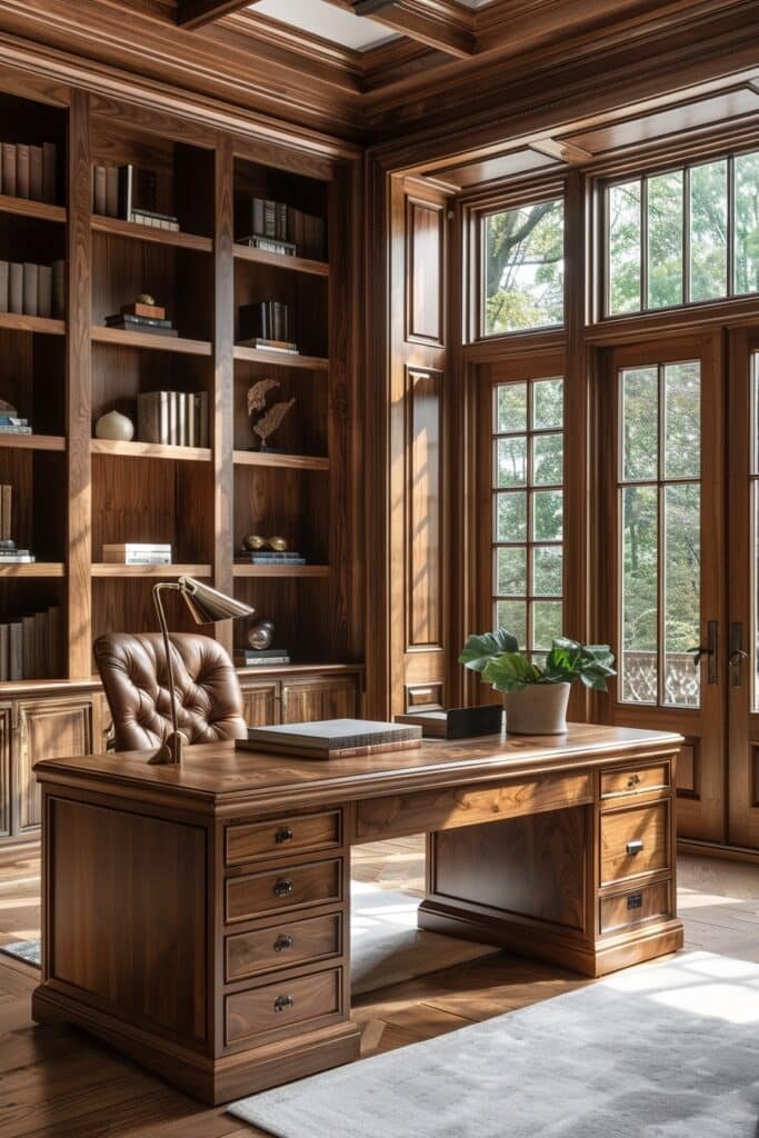 Warm Toned Woodwork Home Office