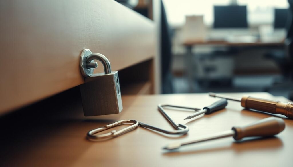 how to open locked desk drawer without key